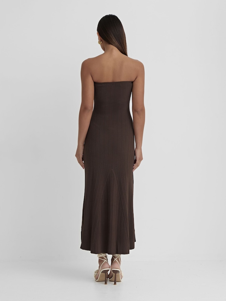 4th & Reckless Brown Henley Knit Bandeau Maxi Dress - Image 2 of 5