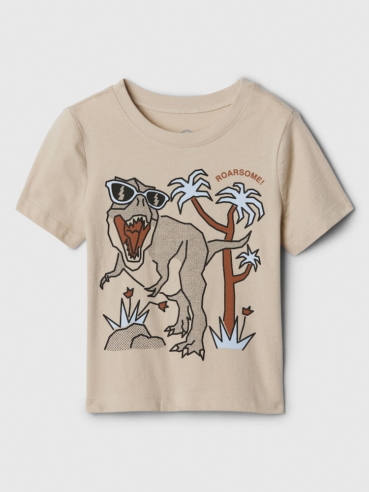 Gap Beige Graphic Short Sleeve Crew Neck Baby T-Shirt (Newborn-5yrs) - Image 1 of 2 Gap Beige Graphic Short Sleeve Crew Neck Baby T-Shirt (Newborn-5yrs) - Image 1 of 2