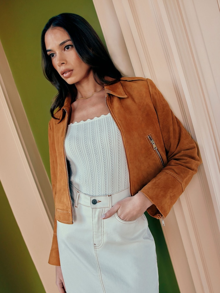 Ro&Zo Brown Suede Jacket - Image 1 of 8