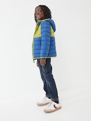 FatFace Harry Cobalt Blue Hooded Padded Jacket - Image 3 of 8