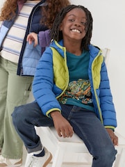 FatFace Harry Cobalt Blue Hooded Padded Jacket - Image 4 of 8