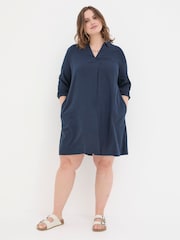 FatFace Mina Blue Linen Blend Tunic Dress - Image 3 of 6