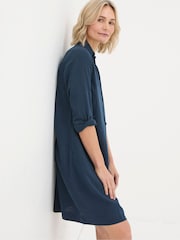 FatFace Mina Blue Linen Blend Tunic Dress - Image 4 of 6