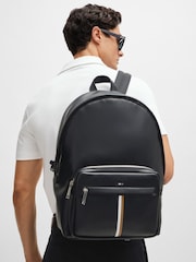 BOSS Black Signature Stripe Faux Leather Backpack - Image 1 of 4