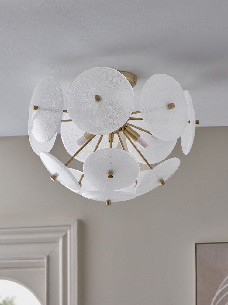 Brass Aurora 3 Light Flush Ceiling Light Fitting - Image 2 of 5