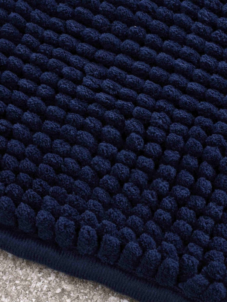 Catherine Lansfield Navy Blue Bobble Bathmat - Image 2 of 3