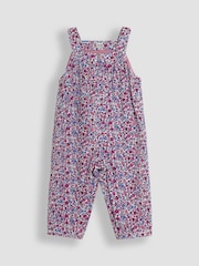 JoJo Maman Bébé Berry Pink Ditsy Floral Cord Dungarees - Image 1 of 3