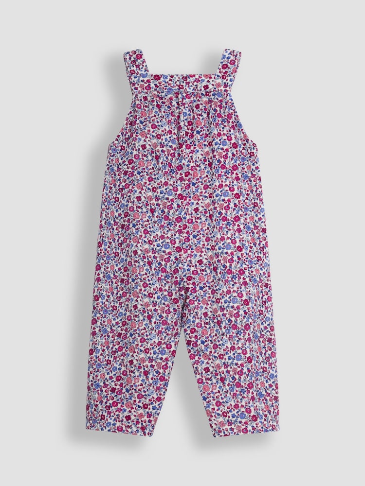 JoJo Maman Bébé Berry Pink Ditsy Floral Cord Dungarees - Image 2 of 3