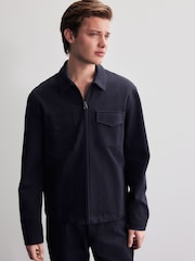 Navy Blue Jersey Shacket - Image 1 of 7