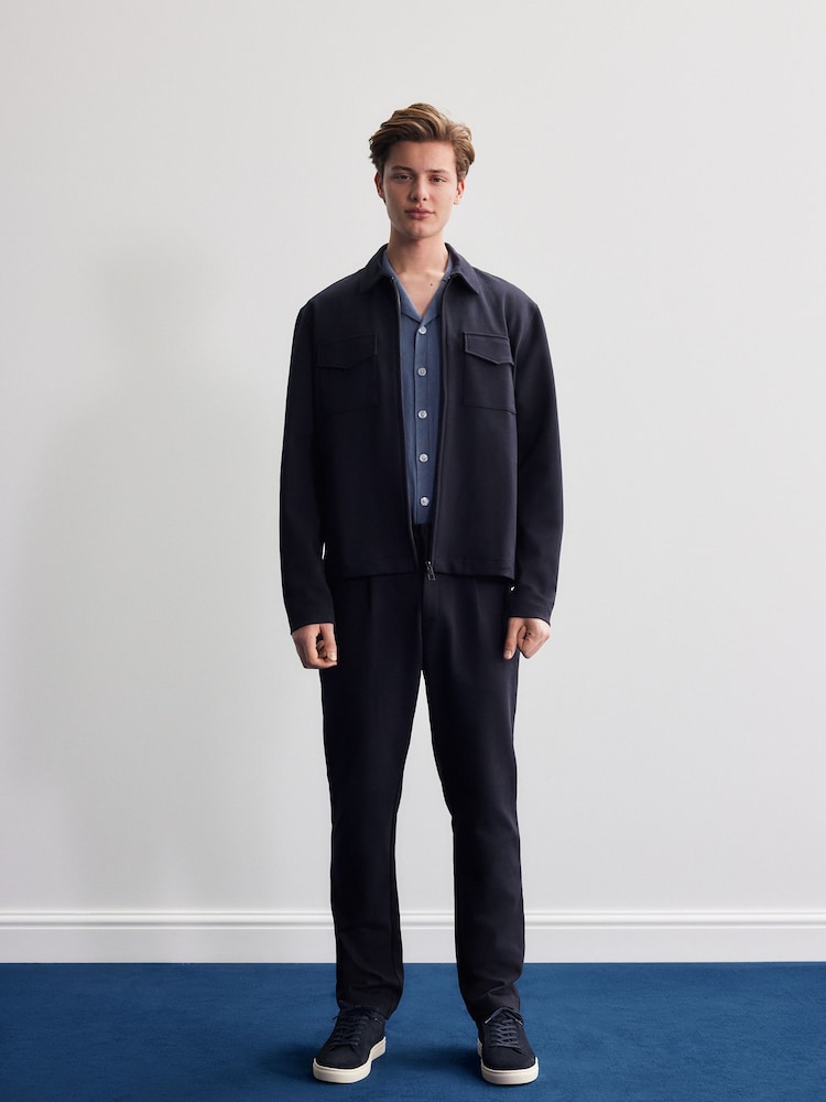Navy Blue Jersey Shacket - Image 2 of 7