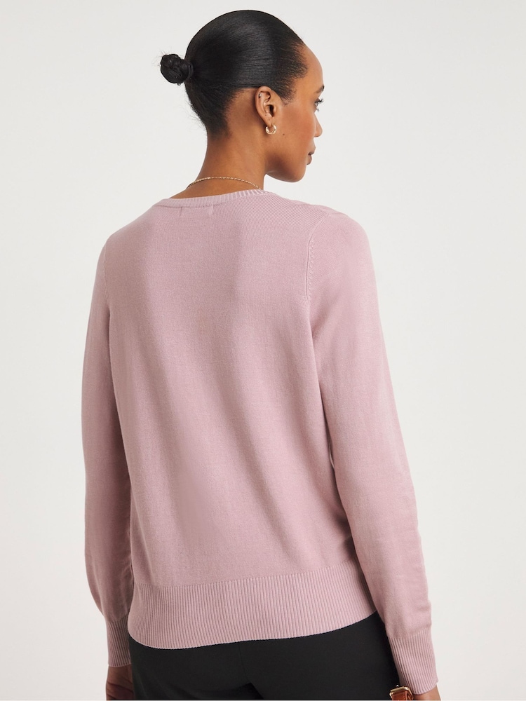 JD Williams Pink Crew Neck Cardigan - Image 2 of 4