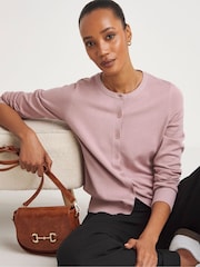 JD Williams Pink Crew Neck Cardigan - Image 3 of 4