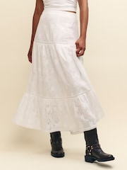 Nobody's Child White Summer Midi Skirt - Image 1 of 6