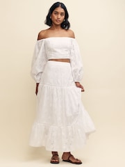 Nobody's Child White Summer Midi Skirt - Image 4 of 6