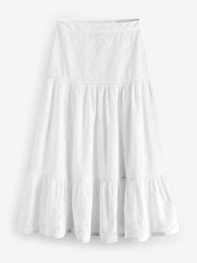 Nobody's Child White Summer Midi Skirt - Image 6 of 6