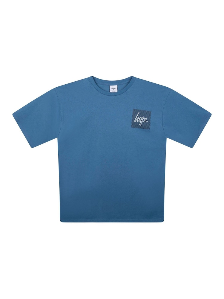 Hype. Boys Blue Square Line Script T-Shirt - Image 1 of 3
