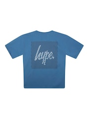 Hype. Boys Blue Square Line Script T-Shirt - Image 2 of 3