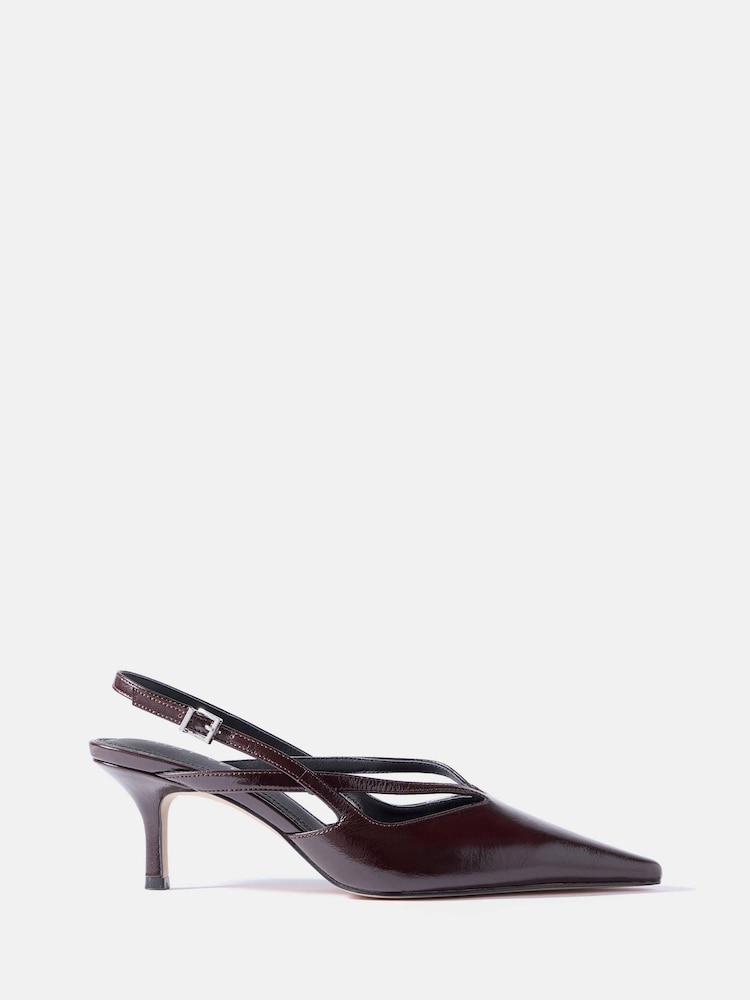Mint Velvet Red Bianca Patent Slingback Heels - Image 1 of 4 Mint Velvet Red Bianca Patent Slingback Heels - Image 1 of 4