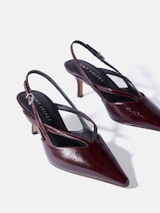 Mint Velvet Red Bianca Patent Slingback Heels - Image 2 of 4