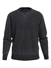 Calvin Klein Grey 100% Cotton Badge Crew Neck Jumper - Image 2 of 5