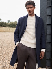Navy Blue Signature Soft Touch Wool Rich Epsom Coat - Image 1 of 10