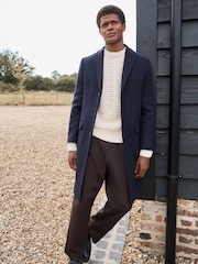 Navy Blue Signature Soft Touch Wool Rich Epsom Coat - Image 2 of 10