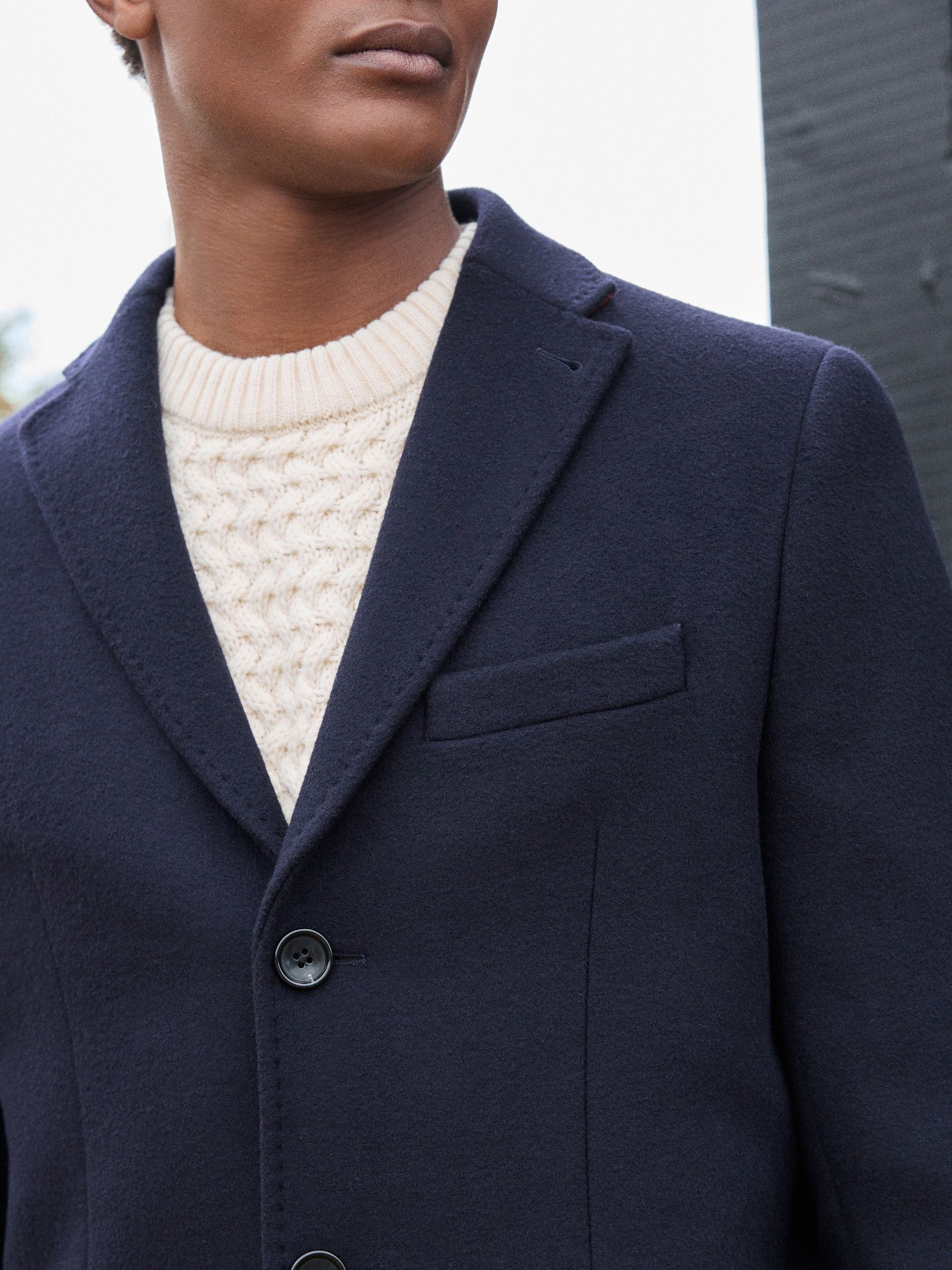 Buy Navy Blue Signature Soft Touch Wool Rich Italian Fabric Epsom