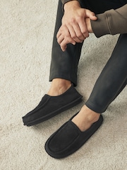 Black Faux Fur Lined Slippers - Image 1 of 7