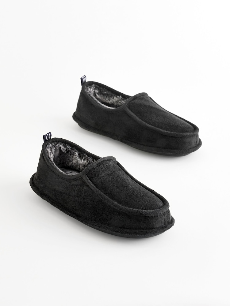 Black Faux Fur Lined Slippers - Image 2 of 7