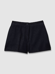 Reiss Dark Blue Maya High-Rise Denim Suit Shorts - Image 2 of 6
