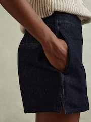 Reiss Dark Blue Maya High-Rise Denim Suit Shorts - Image 3 of 6