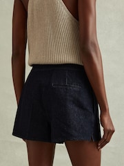Reiss Dark Blue Maya High-Rise Denim Suit Shorts - Image 4 of 6