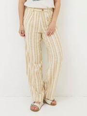 FatFace Pendeen Natural Linen Blend Stripe Trousers - Image 5 of 9