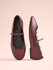 Red Tabitha Simmons x Next Elfie Leather Scalloped Mary Jane Shoes - Image 1 of 11