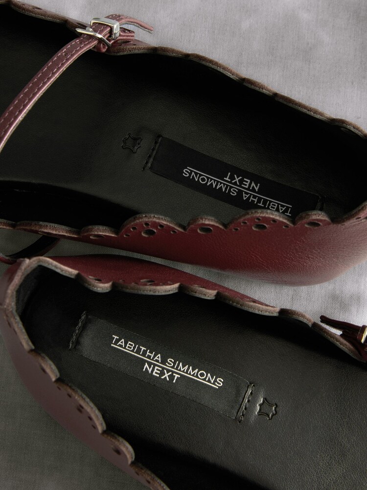 Red Tabitha Simmons x Next Elfie Leather Scalloped Mary Jane Shoes - Image 11 of 11