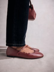 Red Tabitha Simmons x Next Elfie Leather Scalloped Mary Jane Shoes - Image 3 of 11
