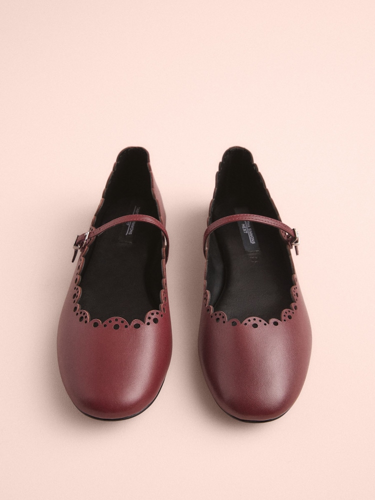Red Tabitha Simmons x Next Elfie Leather Scalloped Mary Jane Shoes - Image 6 of 10