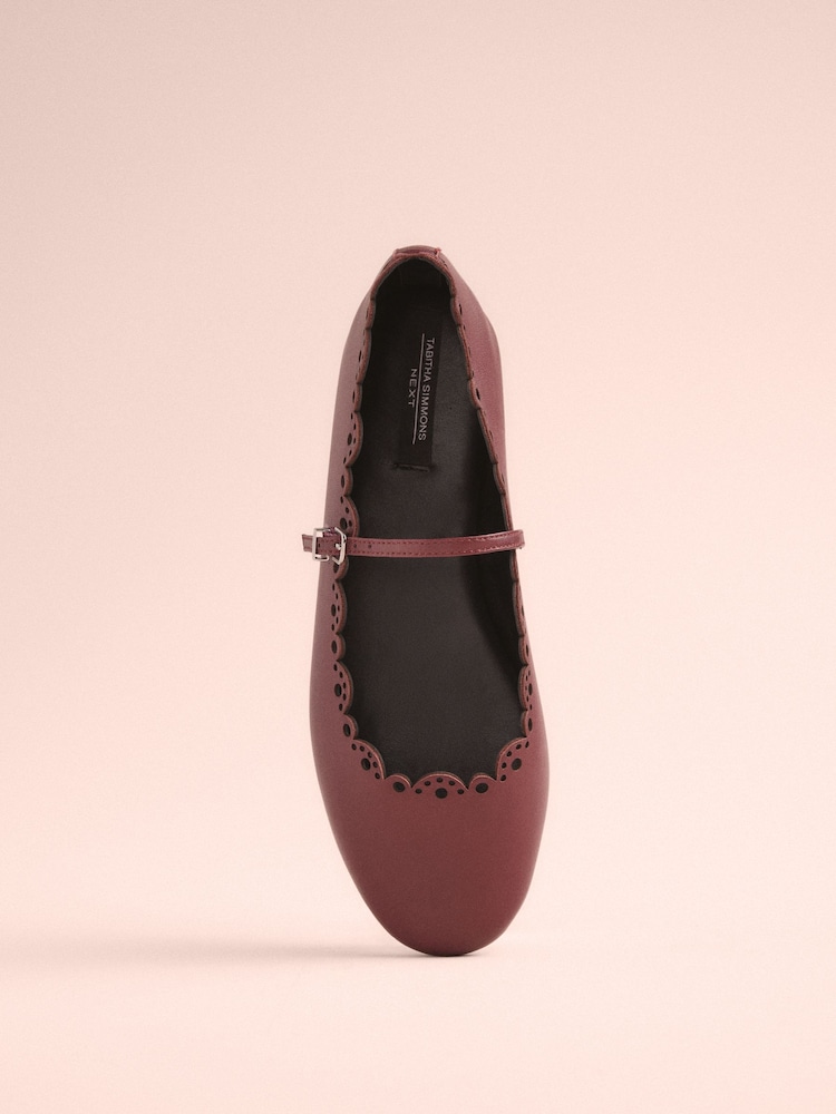 Red Tabitha Simmons x Next Elfie Leather Scalloped Mary Jane Shoes - Image 7 of 10