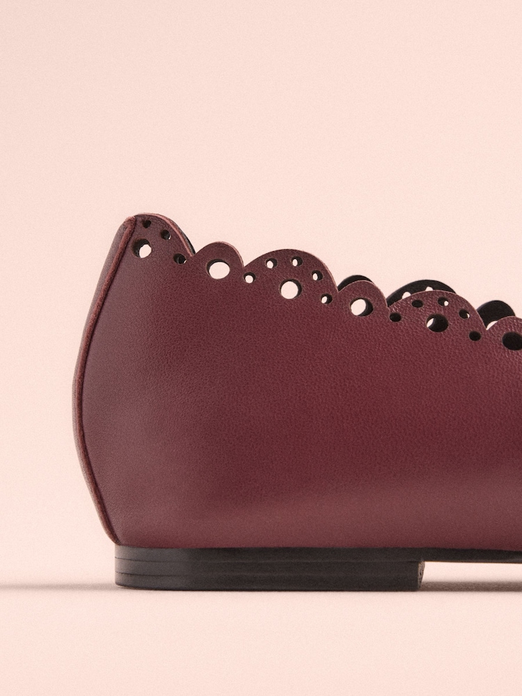 Red Tabitha Simmons x Next Elfie Leather Scalloped Mary Jane Shoes - Image 9 of 10