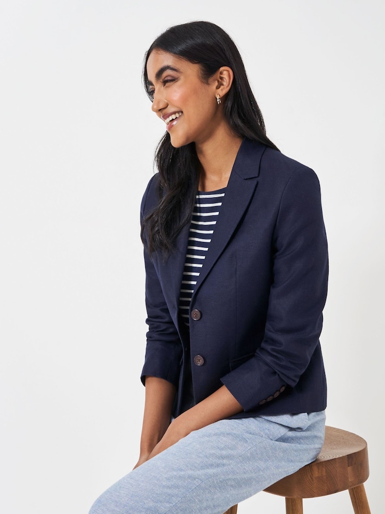 Crew Clothing Plain Linen Regular Blazer - Image 1 of 5 Crew Clothing Plain Linen Regular Blazer - Image 1 of 5