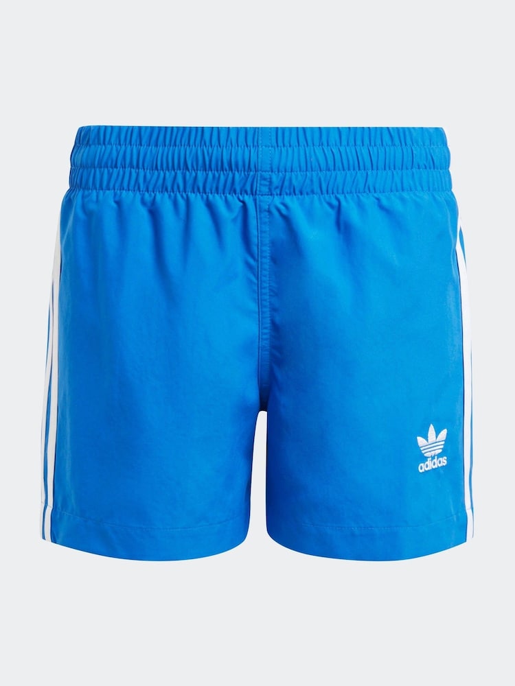 adidas Originals Blue Adicolor 3-Stripes Swim Shorts - Image 1 of 5 adidas Originals Blue Adicolor 3-Stripes Swim Shorts - Image 1 of 5