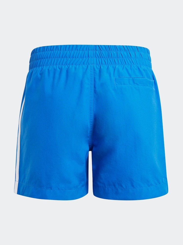 adidas Originals Blue Adicolor 3-Stripes Swim Shorts - Image 2 of 5 adidas Originals Blue Adicolor 3-Stripes Swim Shorts - Image 2 of 5