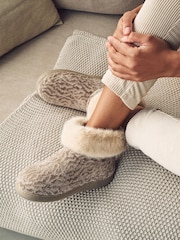 Neutral Faux Fur Boots Slippers - Image 1 of 7
