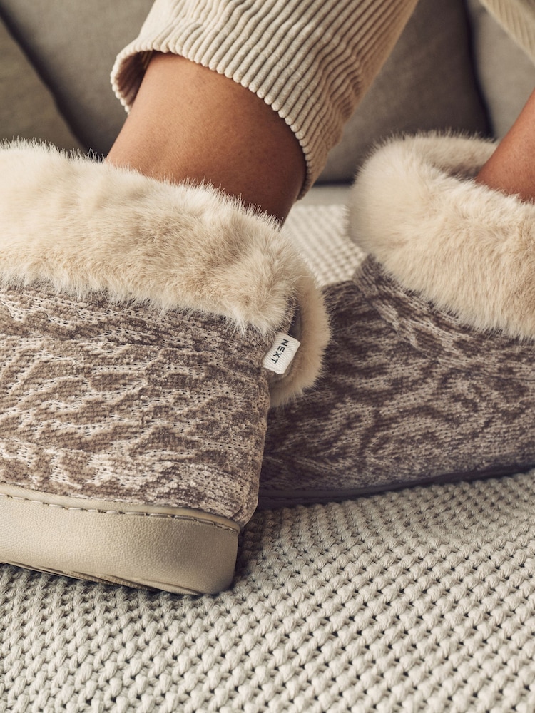 Neutral Faux Fur Boots Slippers - Image 2 of 7