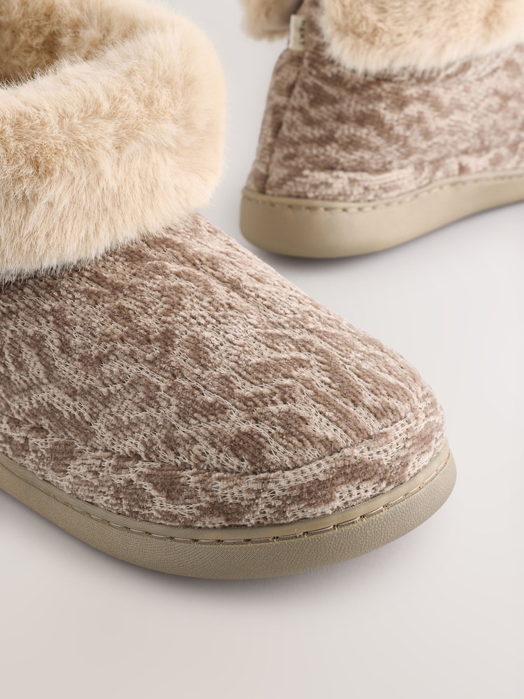 Neutral Faux Fur Boots Slippers - Image 7 of 7