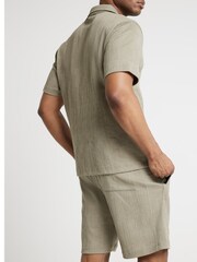 River Island Green Regular Fit Plisse 100% Cotton Shorts - Image 3 of 4