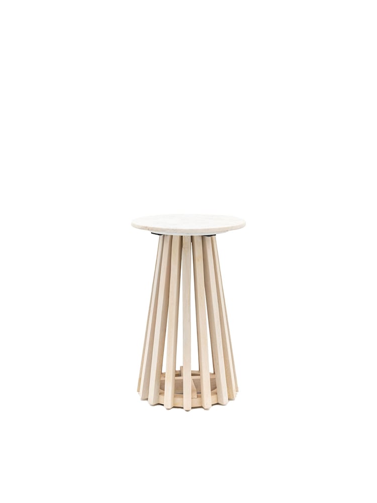 Gallery Home Natural Oujda Marble Side Table - Image 4 of 4