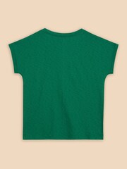 White Stuff Green Nelly Notch Neck 100% Cotton T-Shirt - Image 6 of 7