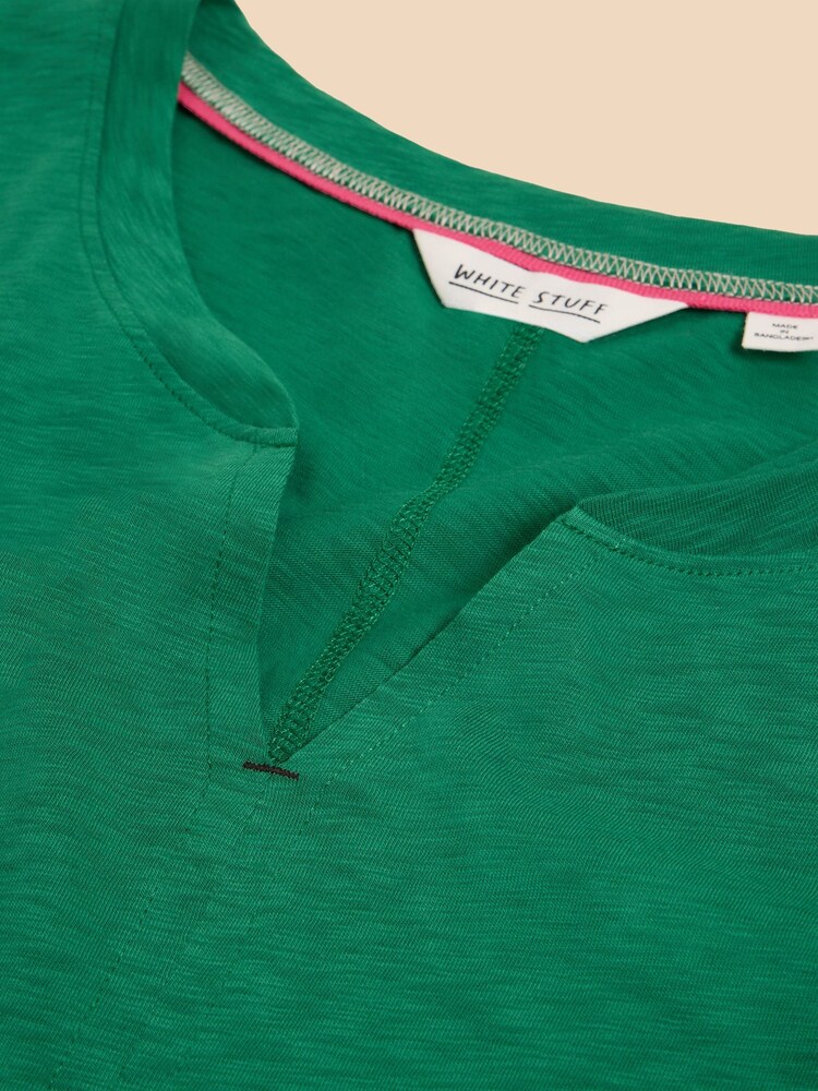 White Stuff Green Nelly Notch Neck 100% Cotton T-Shirt - Image 7 of 7 White Stuff Green Nelly Notch Neck 100% Cotton T-Shirt - Image 7 of 7