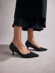 Black Tabitha Simmons Lola Leather Studded Point Heels - Image 1 of 11